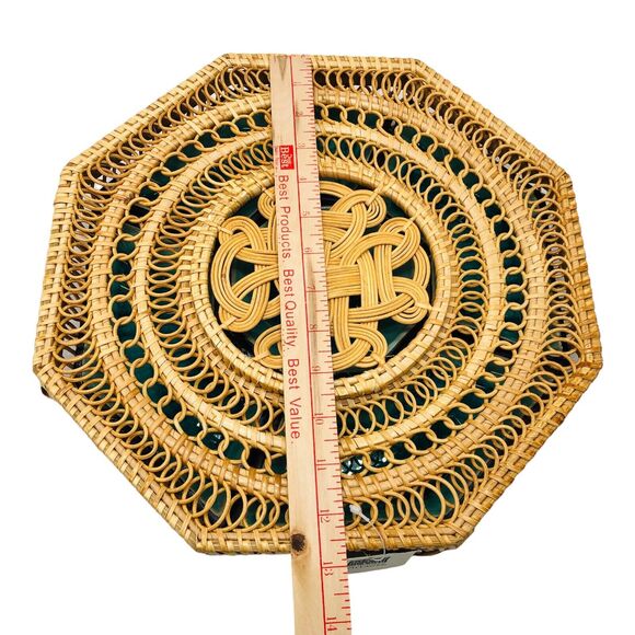 Boho Artisan Handmade Pottery Serving Tray Rattan Covered Snack Appetizer Dish - Picture 10 of 10